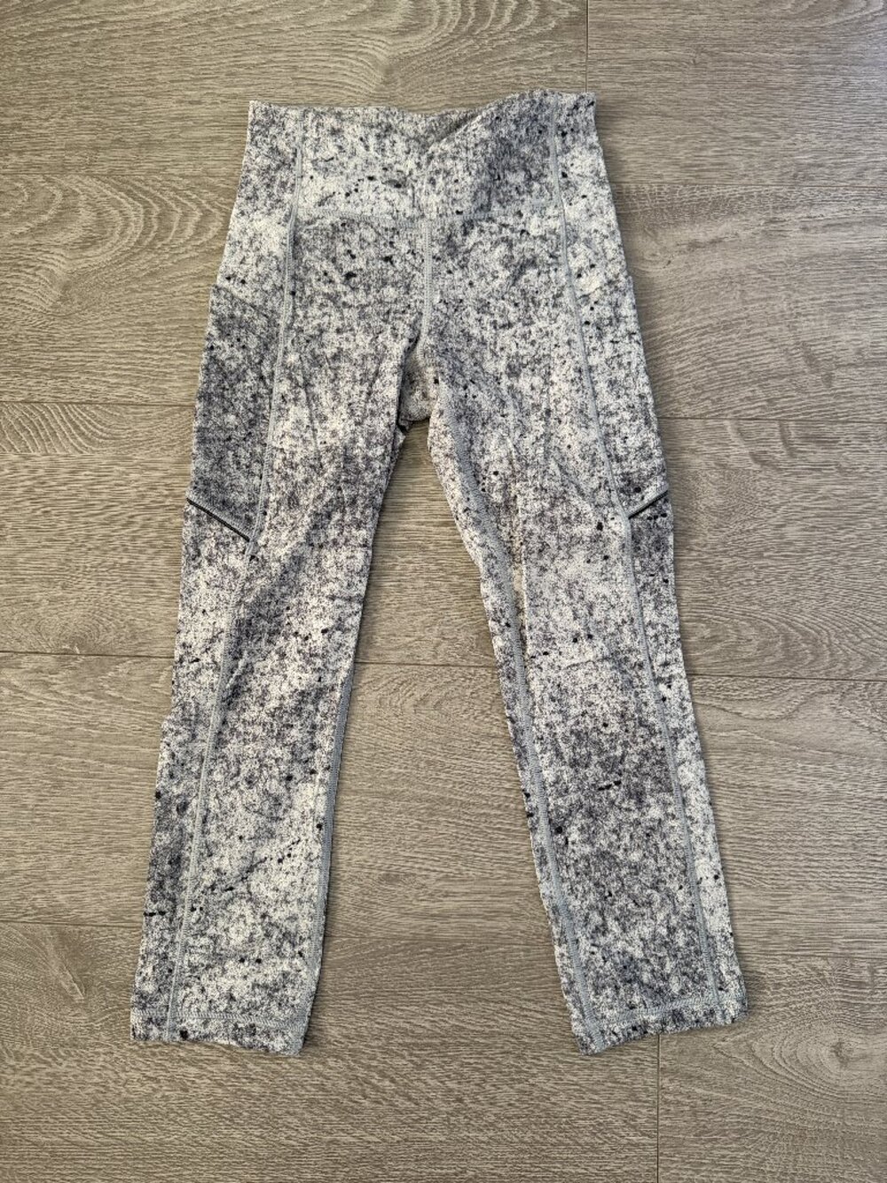 Lululemon Gray White Speckled Running Leggings Womens Size 2 Pockets